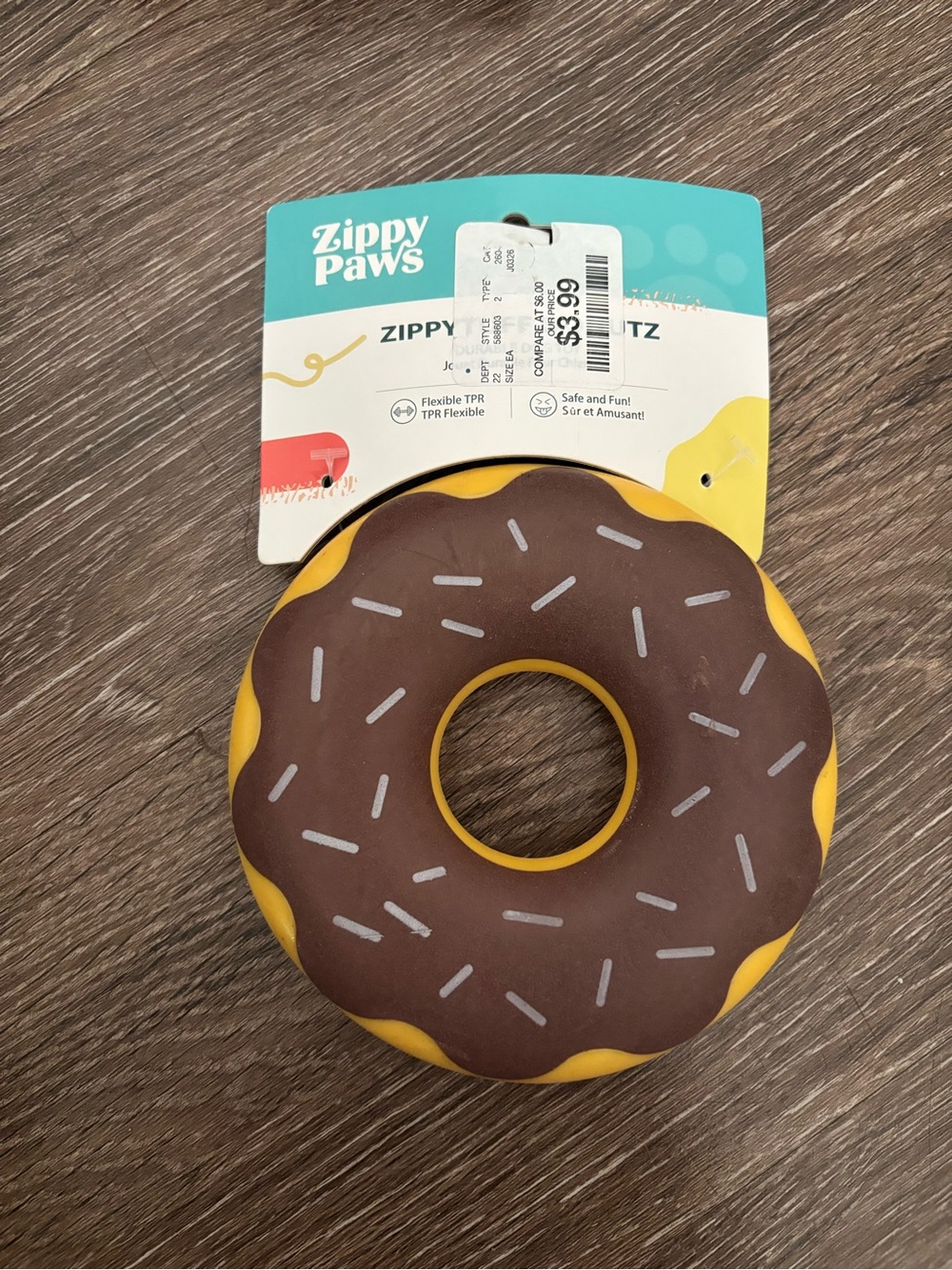 ZippyPaws Chocolate Sprinkle Donut Dog Toy - Brown & Yellow
